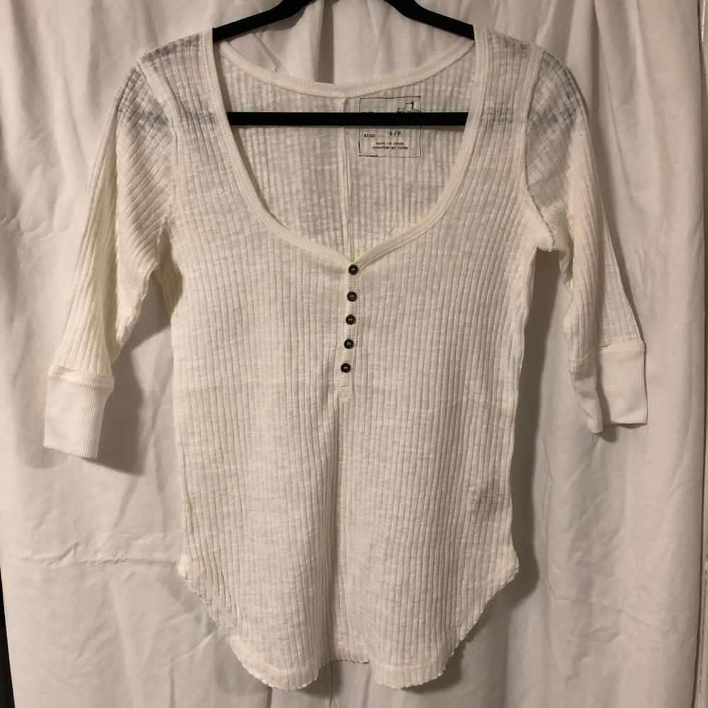 Free People white Henley top
